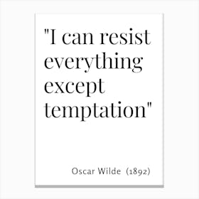 Temptation Quote - Oscar Wilde - White Canvas Print