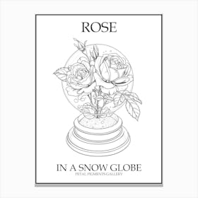 Rose In A Snow Globe Line Drawing 4 Poster Canvas Print