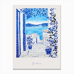 Zadar Croatia 2 Mediterranean Blue Drawing Poster Canvas Print