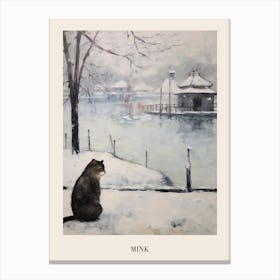 Vintage Winter Animal Painting Poster Mink Canvas Print