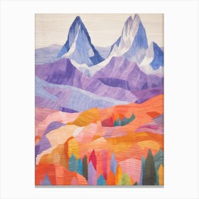 Grand Teton United States 2 Colourful Mountain Illustration Canvas Print