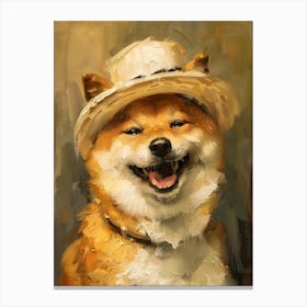 Oil Painting Smiling Shiba Inu 3 Canvas Print