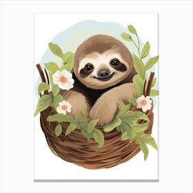 Baby Animal Illustration  Sloth 4 Canvas Print