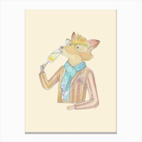 Fox and sparkling wine Canvas Print