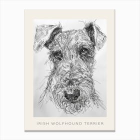 Irish Wolfhound Terrier Dog Line Sketch 3 Poster Canvas Print