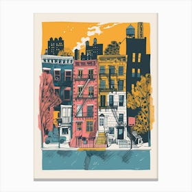 Brooklyn New York Colourful Silkscreen Illustration 1 Canvas Print