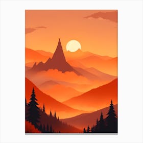 Misty Mountains Vertical Composition In Orange Tone 374 Canvas Print