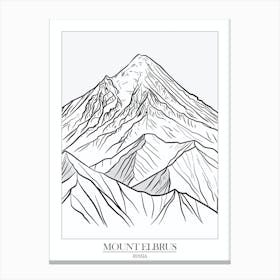 Mount Elbrus Russia Line Drawing 5 Poster Canvas Print