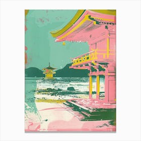 Miyajima Japan Retro Duotone Silkscreen 3 Canvas Print