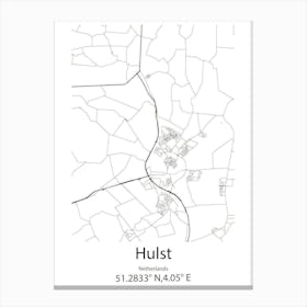 Hulst,Netherlands Minimalist Map Canvas Print