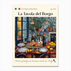 La Tavola Del Borgo Trattoria Italian Poster Food Kitchen Canvas Print