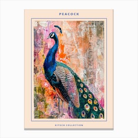 Kitsch Peacock Collage 6 Poster Canvas Print