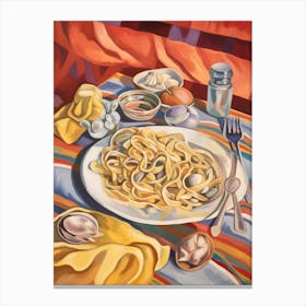 Spaghetti Alle Vongole Still Life Painting Canvas Print