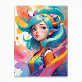 Girl With Blue Hair Canvas Print