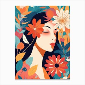 Bloom Body Art Colourful Portrait With Flowers Canvas Print