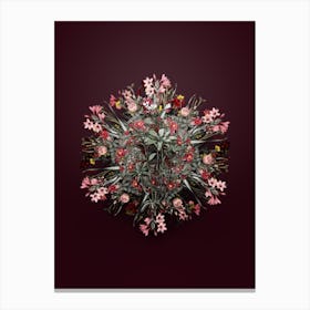Vintage Lily of the Incas Flower Wreath on Wine Red n.1315 Canvas Print