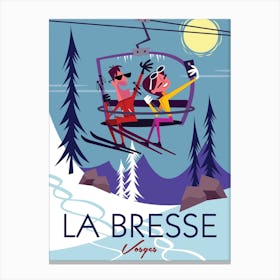 La Bresse Ski Poster Blue & Purple Canvas Print