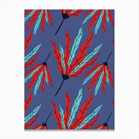 Red And Blue Leaves Canvas Print