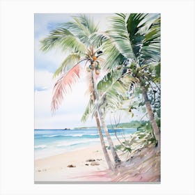 Watercolor Painting Of Flamenco Beach, Culebra Puerto Rico 3 Canvas Print