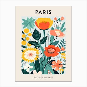 Flower Market Poster Paris France Canvas Print