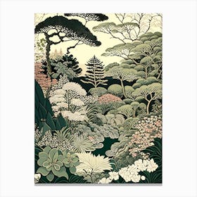 Portland Japanese Garden, Usa Vintage Botanical Canvas Print