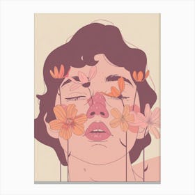 Girl With Flowers On Her Face Canvas Print