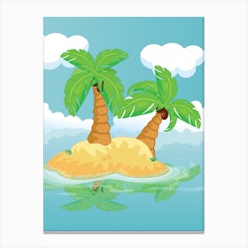 Island With Palm Trees Canvas Print