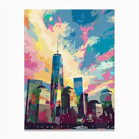 World Trade Center Memorial New York Colourful Silkscreen Illustration 2png Canvas Print