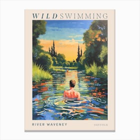 Wild Swimming At River Waveney Suffolk 1 Poster Canvas Print