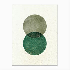 Abstract Lunar Eclipse 2 Circles Geometric Shape Minimalism - Gray Forest Green Canvas Print