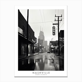 Poster Of Nashville, Black And White Analogue Photograph 3 Canvas Print