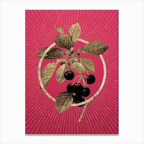 Gold Cherry Glitter Ring Botanical Art on Viva Magenta n.0025 Canvas Print