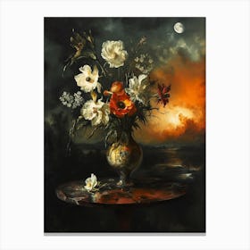 Baroque Floral Still Life Moonflower 4 Canvas Print