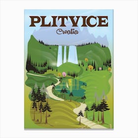 Pltivice Croatia Travel poster Canvas Print