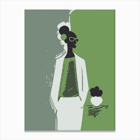 Beautiful Bold Successful Black Woman Abstract Remix Green Canvas Print