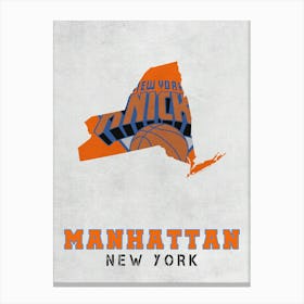 New York Knicks Manhattan New York State Map Canvas Print