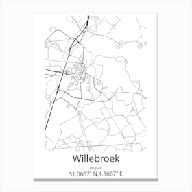 Willebroek,Belgium Minimalist Map Canvas Print