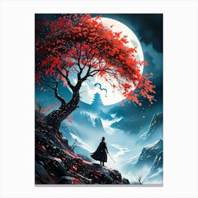 Moonlit Path Of The Samurai Canvas Print