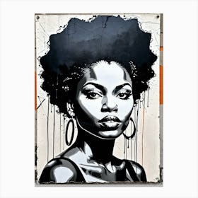 Vintage Graffiti Mural Of Beautiful Black Woman 81 Canvas Print