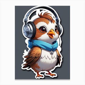 Owl With Headphones Canvas Print