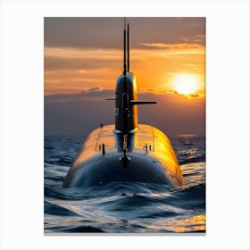 Submarine At Sunset-Reimagined 12 Canvas Print