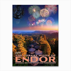 Endor Moon Travel Poster 1 Canvas Print