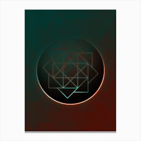 Geometric Neon Glyph on Jewel Tone Triangle Pattern 361 Canvas Print