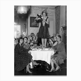 New Year's Eve Party, Black and White Vintage Photo Canvas Print