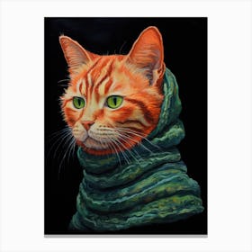 Orange Cat In Scarf Canvas Print