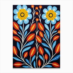 Flower Motif Painting Flax Flower Canvas Print