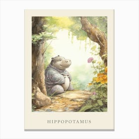 Beatrix Potter Inspired  Animal Watercolour Hippopotamus 1 Canvas Print