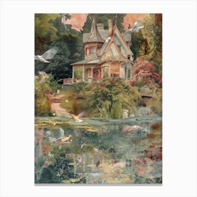 Fairytale Monet Pond Scrapbook Collage 6 Canvas Print