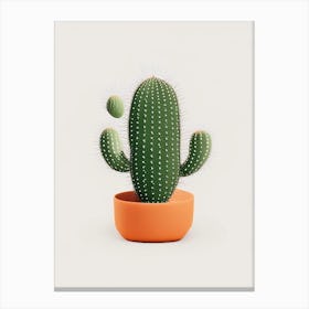 Pincushion Cactus Retro Minimal 3 Canvas Print