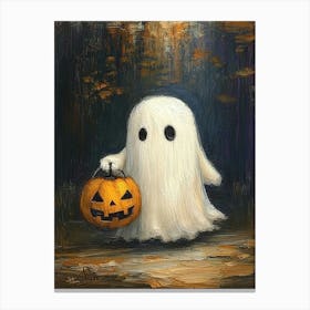 Ghost With Pumpkin Canvas Print